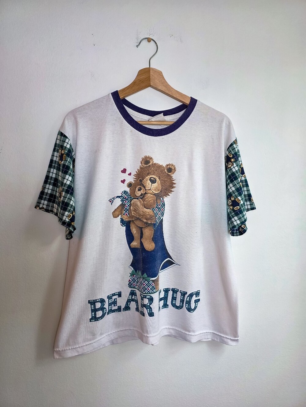 Vintage Simply Basic Plaid Cottagecore Grannycore Bear Tee